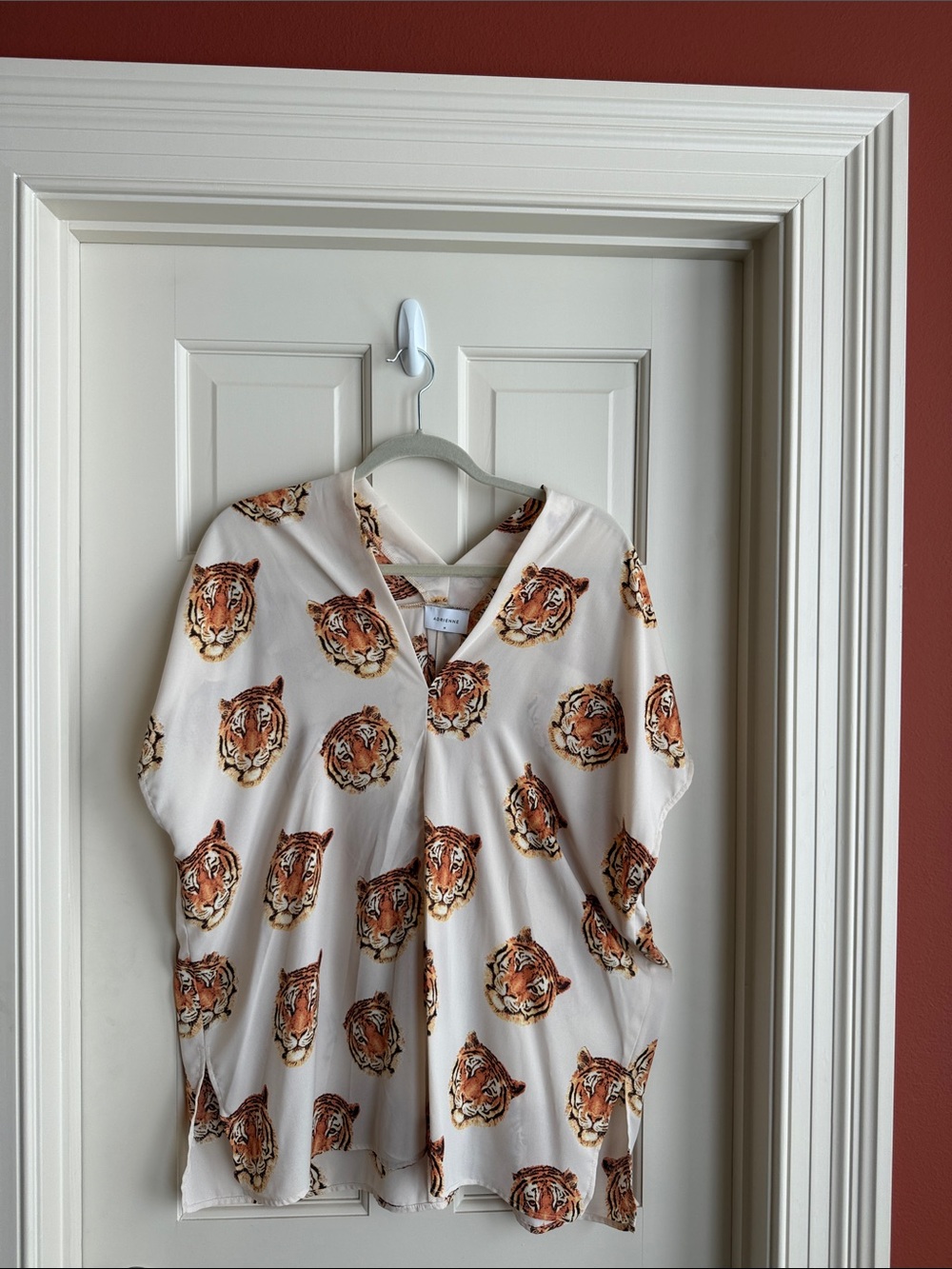 Adrienne Cream Tiger Face Tunic Top